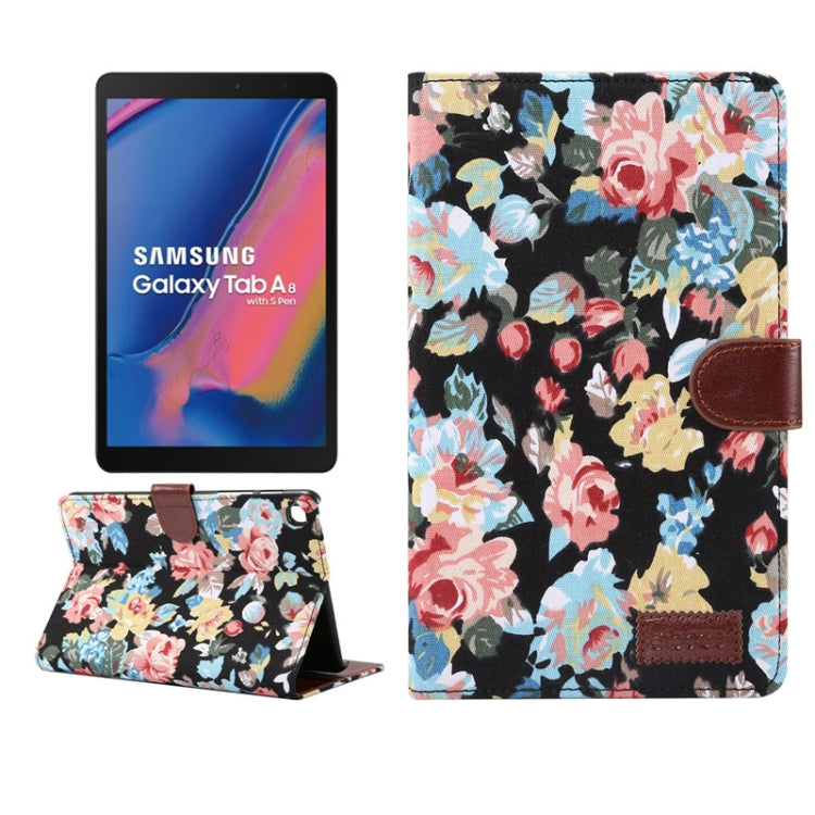 Flower Cloth Texture PC Horizontal Flip Leather Protective Case for Galaxy Tab A 8 (2019) P200 / P205  , with Holder & Card Slots & Wallet & Photo Frame