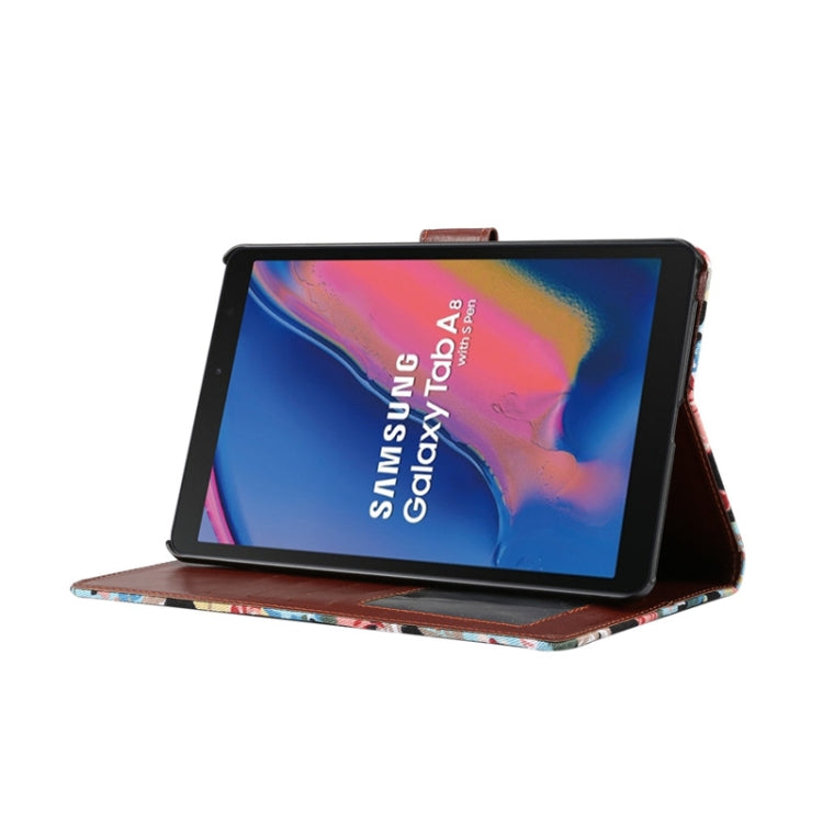 Flower Cloth Texture PC Horizontal Flip Leather Protective Case for Galaxy Tab A 8 (2019) P200 / P205  , with Holder & Card Slots & Wallet & Photo Frame