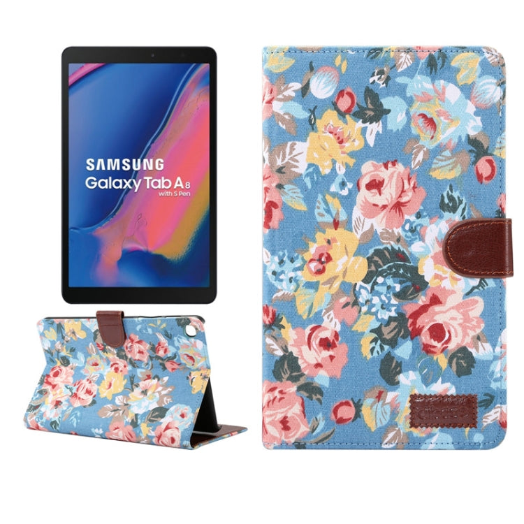 Flower Cloth Texture PC Horizontal Flip Leather Protective Case for Galaxy Tab A 8 (2019) P200 / P205  , with Holder & Card Slots & Wallet & Photo Frame