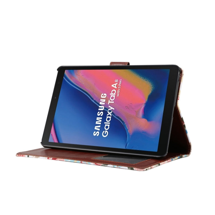 Flower Cloth Texture PC Horizontal Flip Leather Protective Case for Galaxy Tab A 8 (2019) P200 / P205  , with Holder & Card Slots & Wallet & Photo Frame
