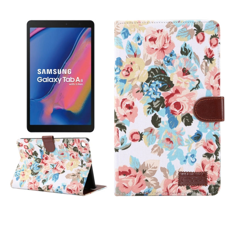 Flower Cloth Texture PC Horizontal Flip Leather Protective Case for Galaxy Tab A 8 (2019) P200 / P205  , with Holder & Card Slots & Wallet & Photo Frame