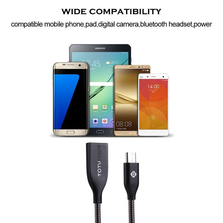 TOTUDESIGN 1m Steel Rope 2.1A USB Female to Micro USB Data Sync Charging Cable, For Galaxy, Huawei, Xiaomi, LG, HTC and Other Smart Phones