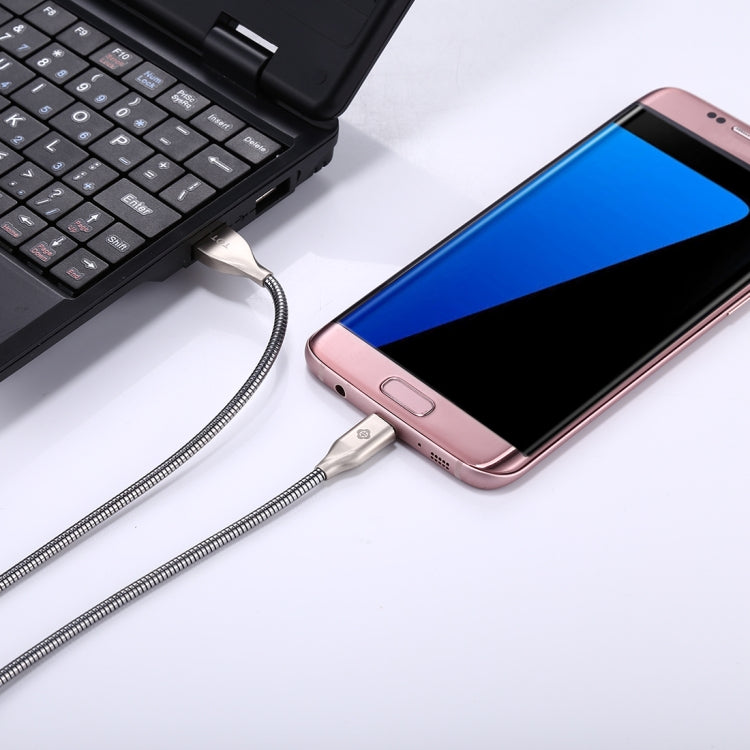 TOTUDESIGN 1m Steel Rope 2.1A USB Female to Micro USB Data Sync Charging Cable, For Galaxy, Huawei, Xiaomi, LG, HTC and Other Smart Phones