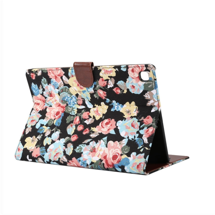 Flower Cloth Texture PC Horizontal Flip Leather Protective Case for Galaxy Tab S5e T720 / T725  , with Holder & Card Slots & Wallet & Photo Frame