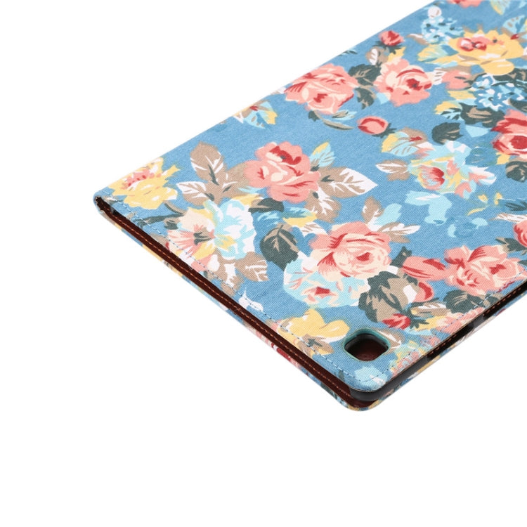 Flower Cloth Texture PC Horizontal Flip Leather Protective Case for Galaxy Tab S5e T720 / T725  , with Holder & Card Slots & Wallet & Photo Frame