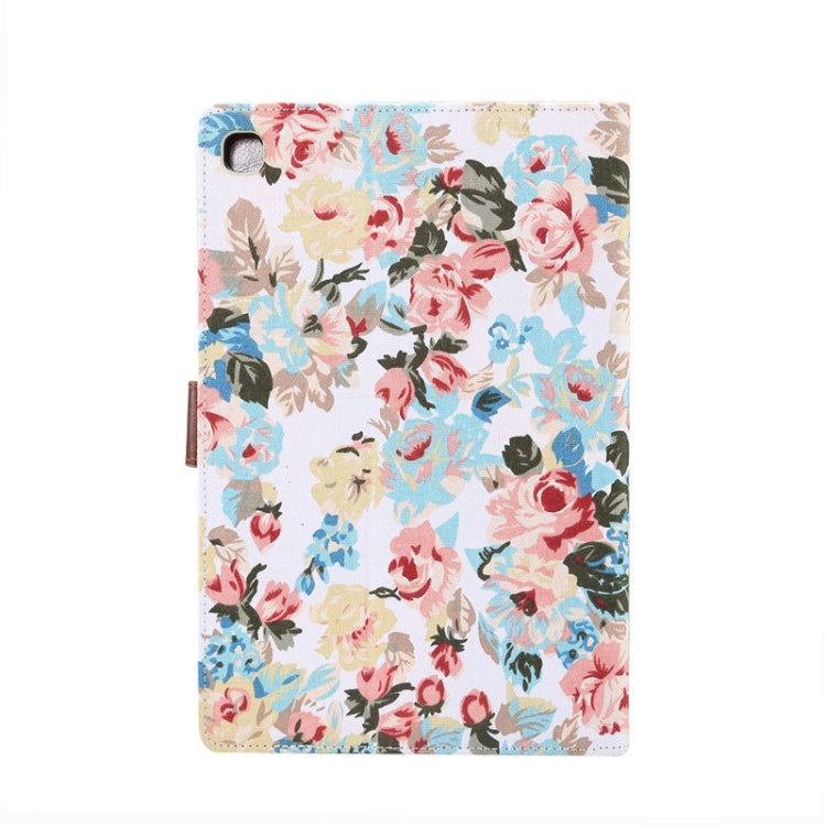 Flower Cloth Texture PC Horizontal Flip Leather Protective Case for Galaxy Tab S5e T720 / T725  , with Holder & Card Slots & Wallet & Photo Frame