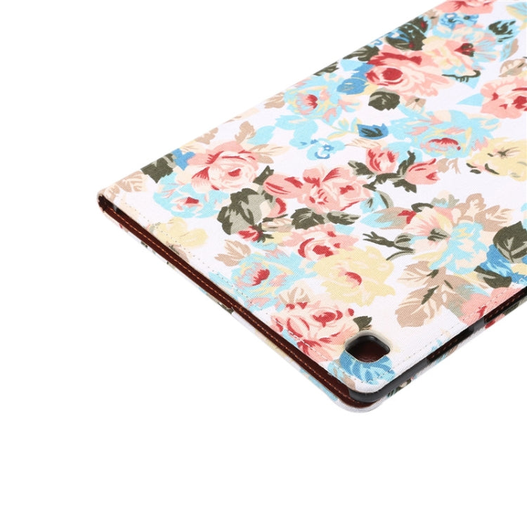 Flower Cloth Texture PC Horizontal Flip Leather Protective Case for Galaxy Tab S5e T720 / T725  , with Holder & Card Slots & Wallet & Photo Frame