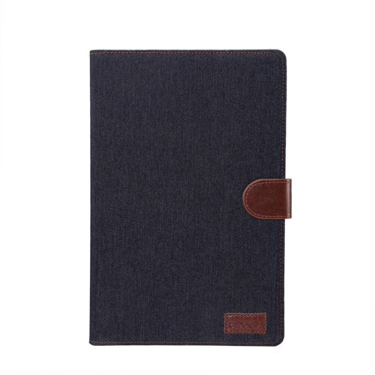 Denim  Texture PC Horizontal Flip Leather Protective Case for Galaxy Tab S5e T720 / T725  , with Holder & Card Slots & Wallet & Photo Frame (Black)