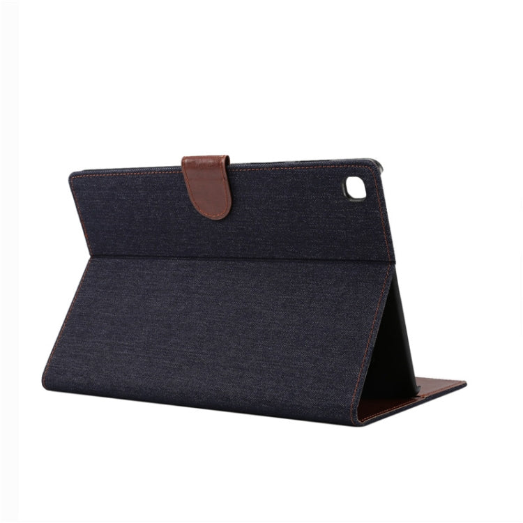 Denim  Texture PC Horizontal Flip Leather Protective Case for Galaxy Tab S5e T720 / T725  , with Holder & Card Slots & Wallet & Photo Frame (Black)