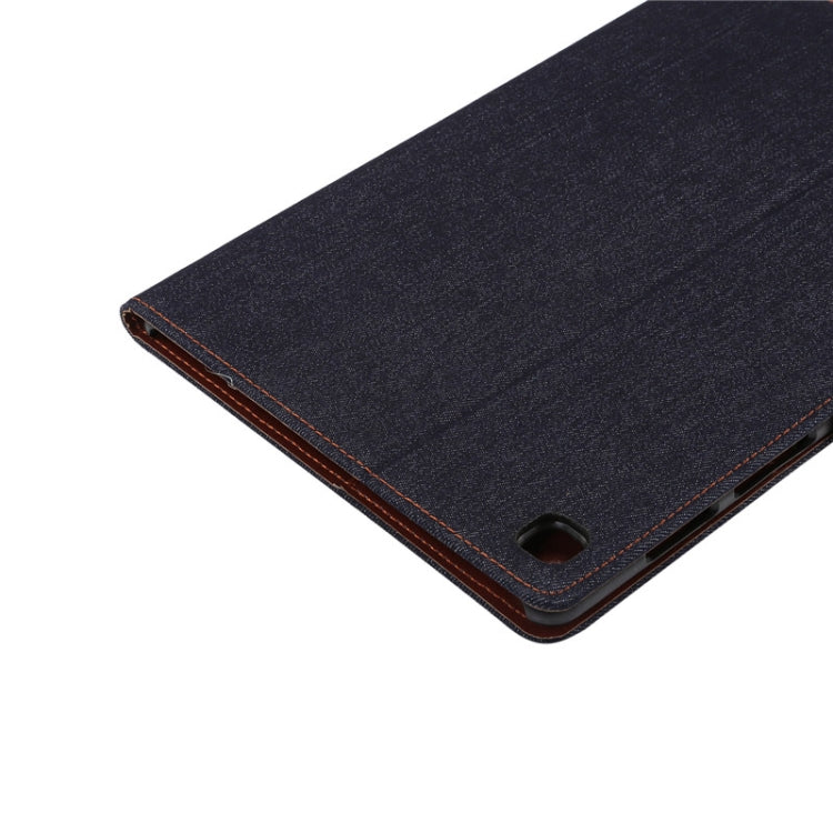Denim  Texture PC Horizontal Flip Leather Protective Case for Galaxy Tab S5e T720 / T725  , with Holder & Card Slots & Wallet & Photo Frame (Black)
