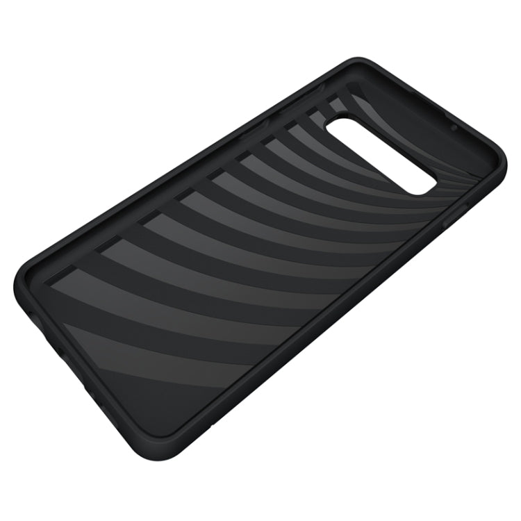 Ultra-thin TPU+PC Brushed Texture Shockproof Protective Case for Galaxy S10, with Holder & Card Slot