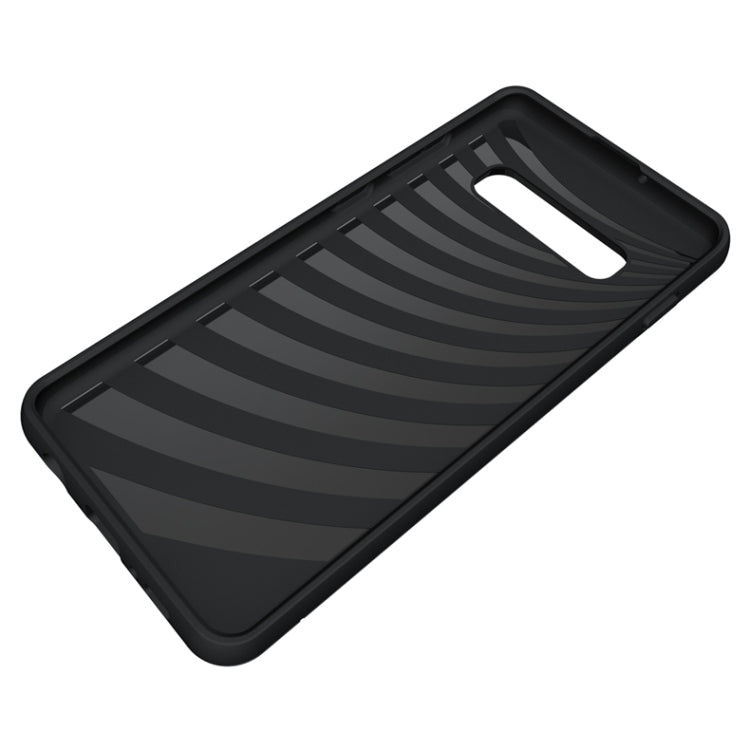 Ultra-thin TPU+PC Brushed Texture Shockproof Protective Case for Galaxy S10+, with Holder & Card Slot
