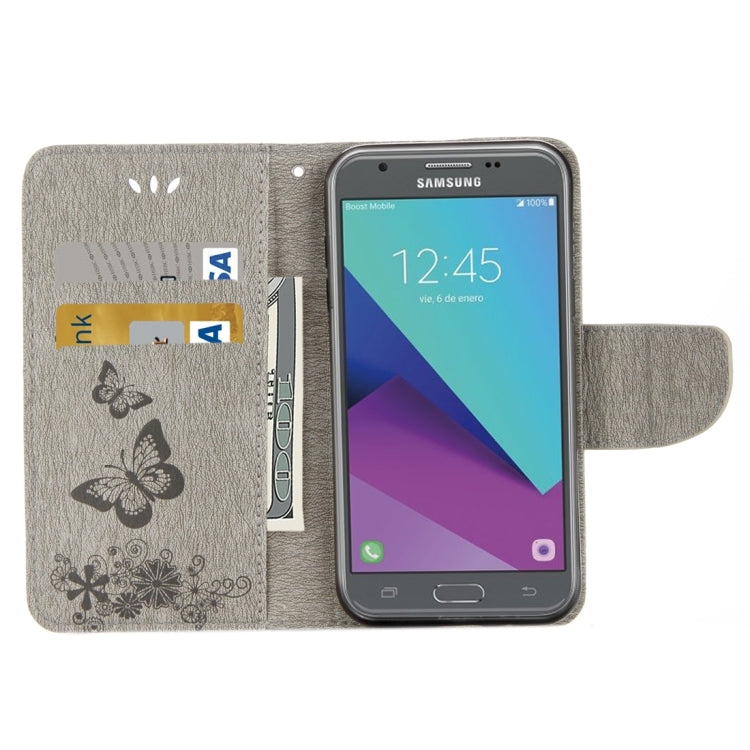 For Galaxy J3 (2017)(US Version) Butterflies Embossing Horizontal Flip Leather Case with Holder & Card Slots & Wallet & Lanyard