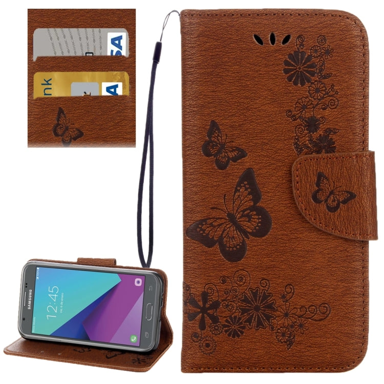 For Galaxy J3 (2017)(US Version) Butterflies Embossing Horizontal Flip Leather Case with Holder & Card Slots & Wallet & Lanyard