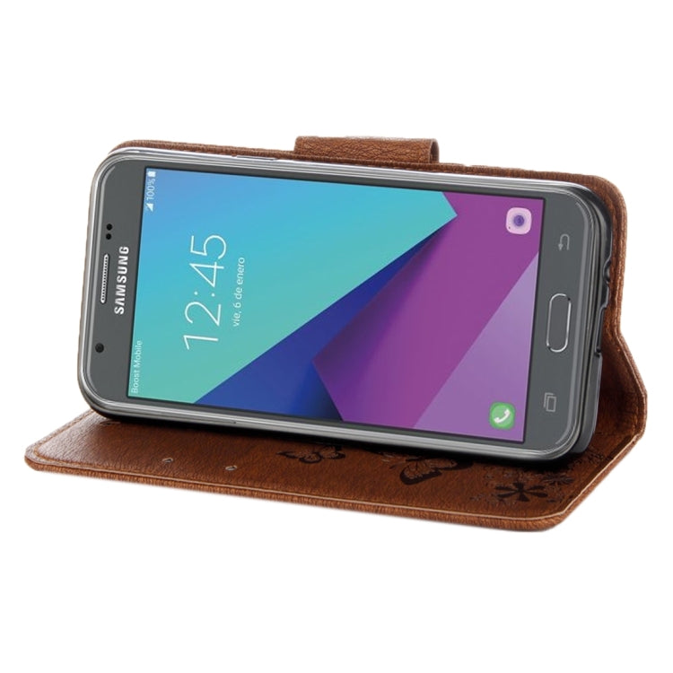 For Galaxy J3 (2017)(US Version) Butterflies Embossing Horizontal Flip Leather Case with Holder & Card Slots & Wallet & Lanyard
