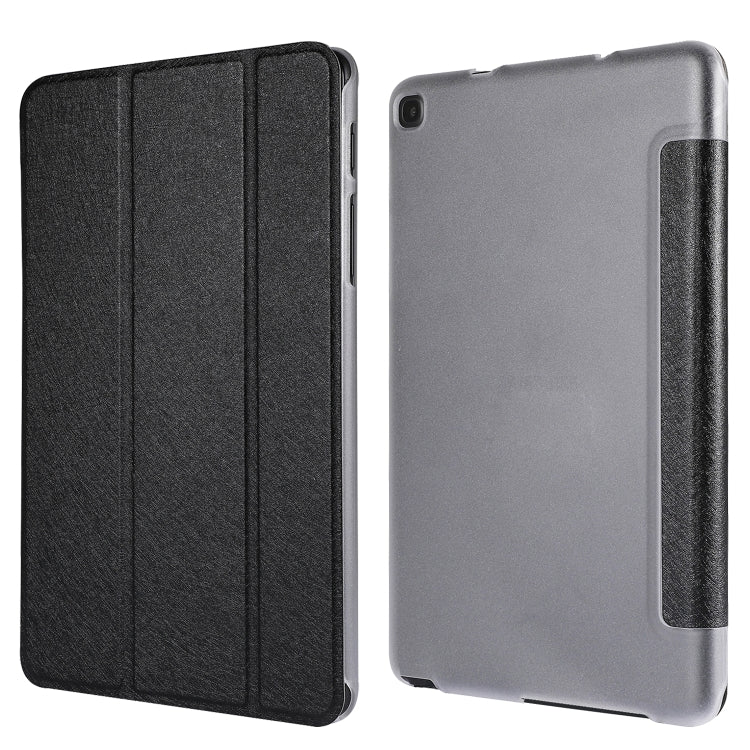Silk Texture Horizontal Flip Leather Case with Three-Folding Holder for Galaxy Tab P200