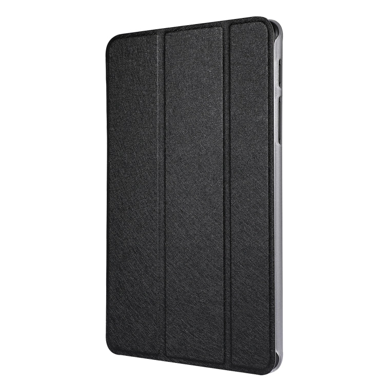 Silk Texture Horizontal Flip Leather Case with Three-Folding Holder for Galaxy Tab P200
