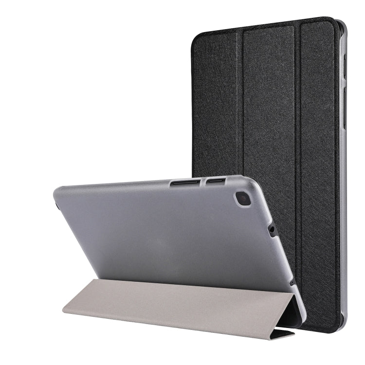 Silk Texture Horizontal Flip Leather Case with Three-Folding Holder for Galaxy Tab P200