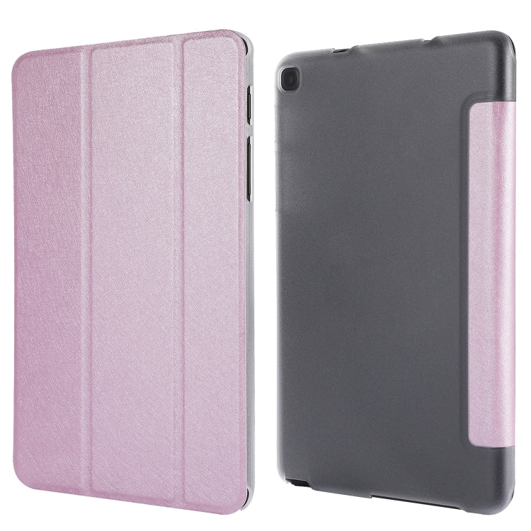 Silk Texture Horizontal Flip Leather Case with Three-Folding Holder for Galaxy Tab P200