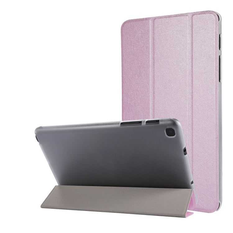 Silk Texture Horizontal Flip Leather Case with Three-Folding Holder for Galaxy Tab P200