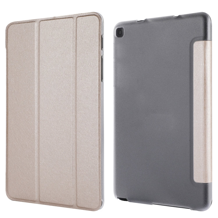 Silk Texture Horizontal Flip Leather Case with Three-Folding Holder for Galaxy Tab P200