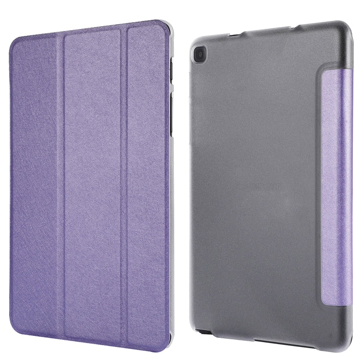 Silk Texture Horizontal Flip Leather Case with Three-Folding Holder for Galaxy Tab P200
