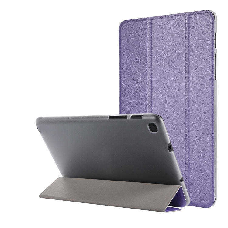 Silk Texture Horizontal Flip Leather Case with Three-Folding Holder for Galaxy Tab P200