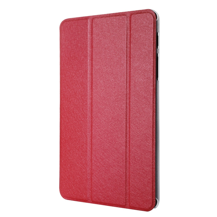 Silk Texture Horizontal Flip Leather Case with Three-Folding Holder for Galaxy Tab P200