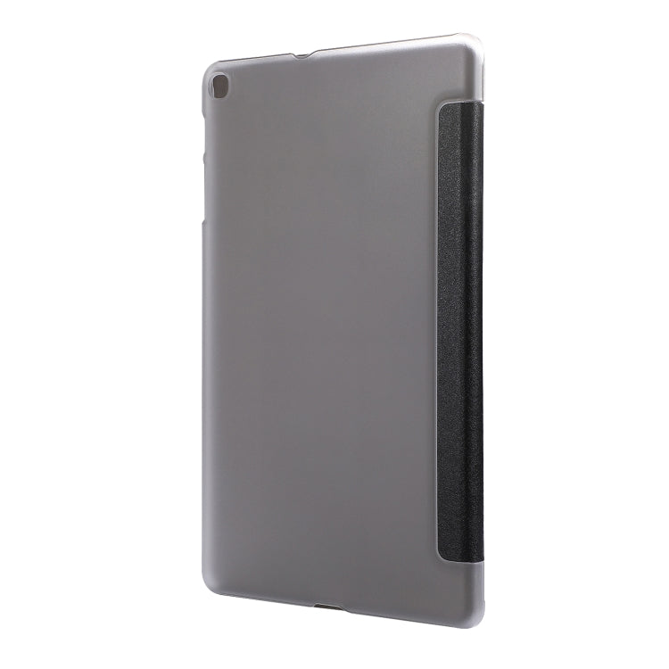 Silk Texture Horizontal Flip Leather Case with Three-Folding Holder for Galaxy Tab T510