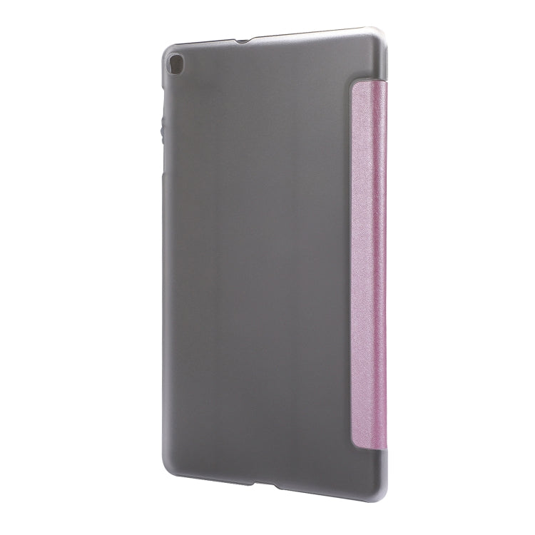 Silk Texture Horizontal Flip Leather Case with Three-Folding Holder for Galaxy Tab T510