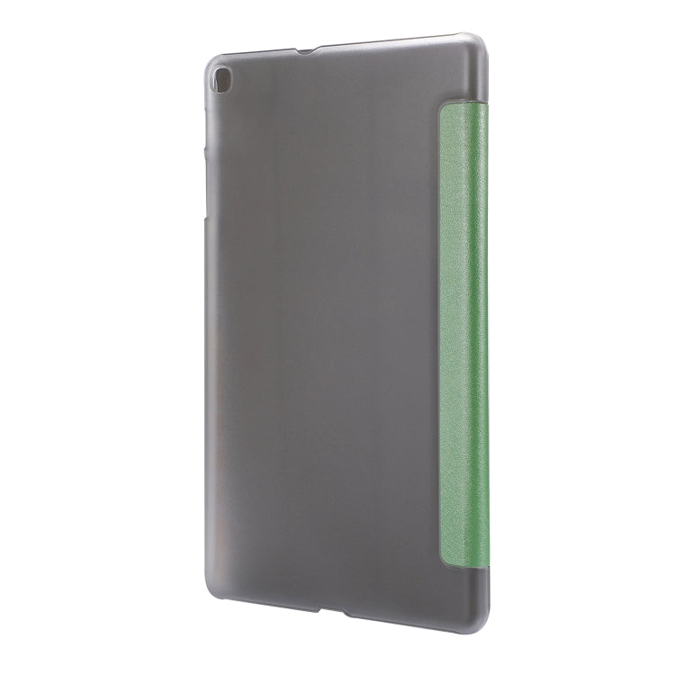 Silk Texture Horizontal Flip Leather Case with Three-Folding Holder for Galaxy Tab T510