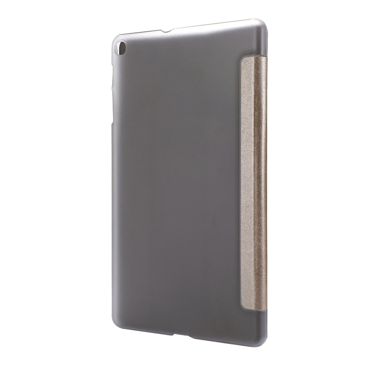 Silk Texture Horizontal Flip Leather Case with Three-Folding Holder for Galaxy Tab T510