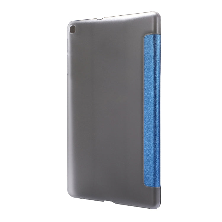 Silk Texture Horizontal Flip Leather Case with Three-Folding Holder for Galaxy Tab T510