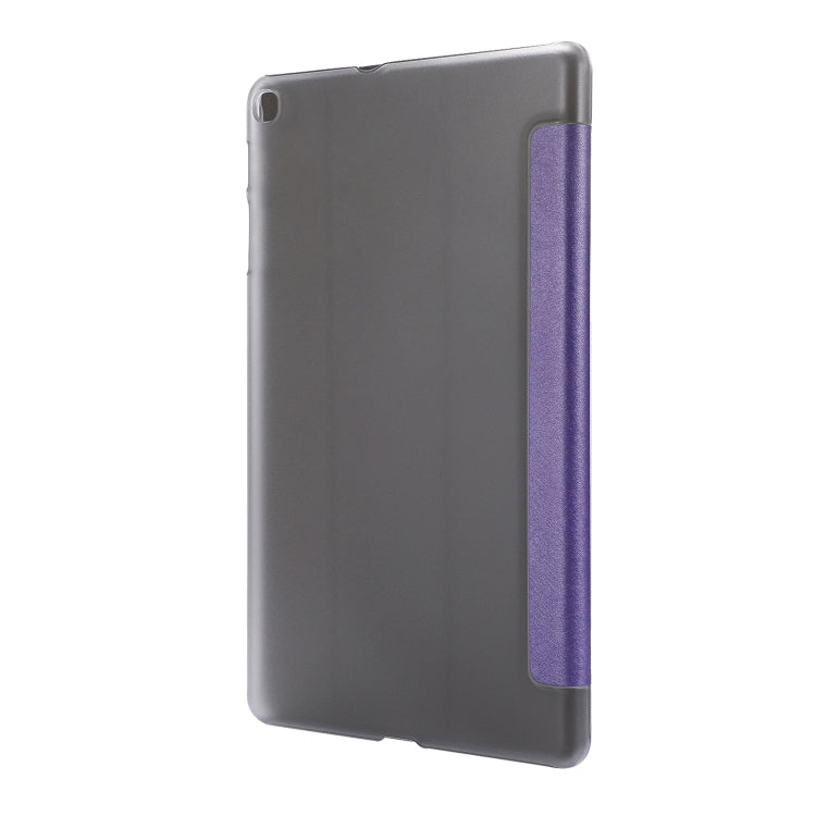 Silk Texture Horizontal Flip Leather Case with Three-Folding Holder for Galaxy Tab T510