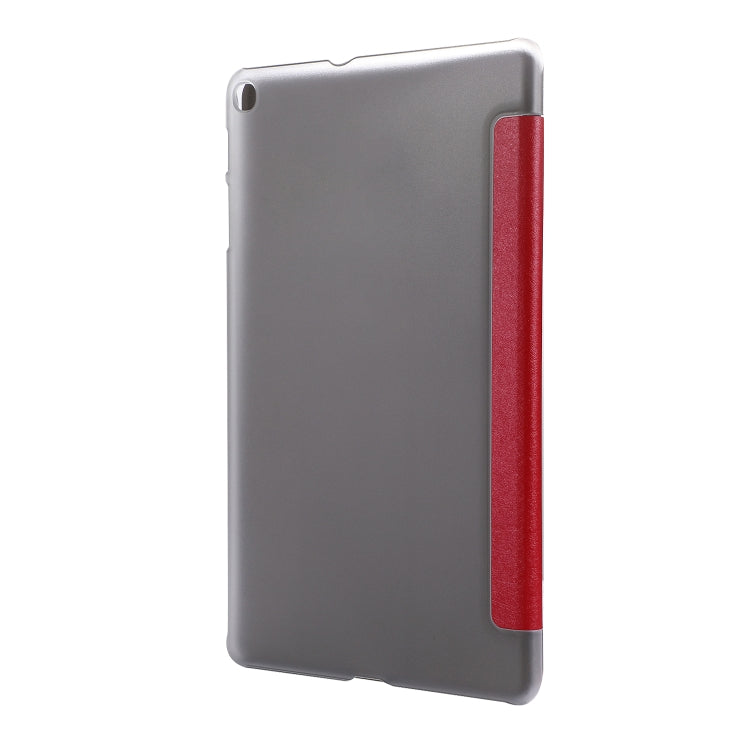 Silk Texture Horizontal Flip Leather Case with Three-Folding Holder for Galaxy Tab T510