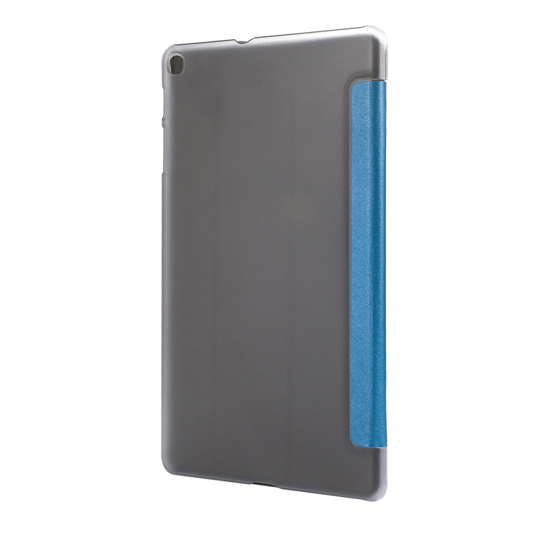 Silk Texture Horizontal Flip Leather Case with Three-Folding Holder for Galaxy Tab T510