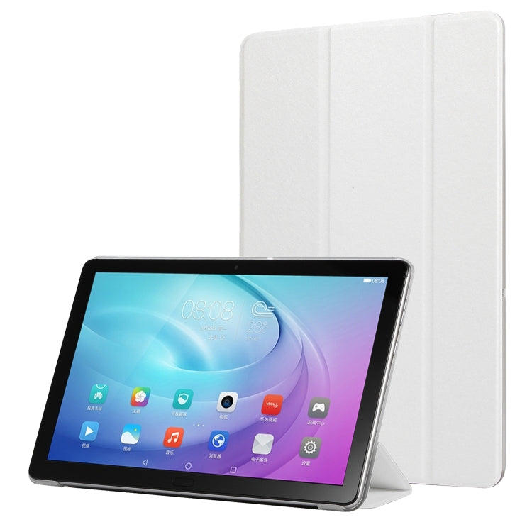 Silk Texture Horizontal Flip Leather Case with Three-Folding Holder for Galaxy Tab T510