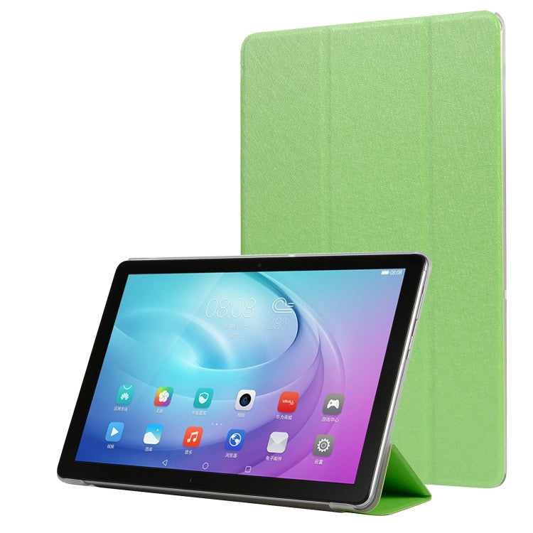 Silk Texture Horizontal Flip Leather Case with Three-Folding Holder for Galaxy Tab T725