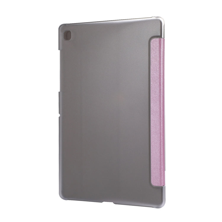 Silk Texture Horizontal Flip Leather Case with Three-Folding Holder for Galaxy Tab T725