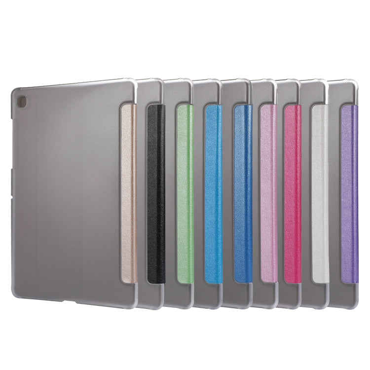Silk Texture Horizontal Flip Leather Case with Three-Folding Holder for Galaxy Tab T725
