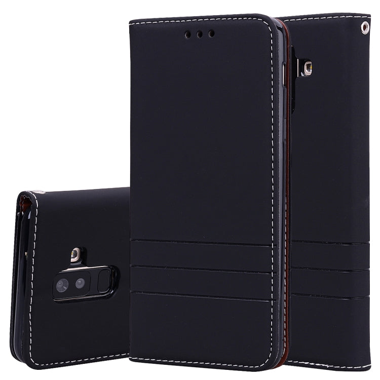 Fashion Magnet Horizontal Flip Leather Case for Galaxy A6+ (2018), with Holder & Card Slots & Wallet