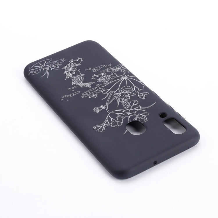 Lotus Pond Painted Pattern Soft TPU Case for Galaxy A30