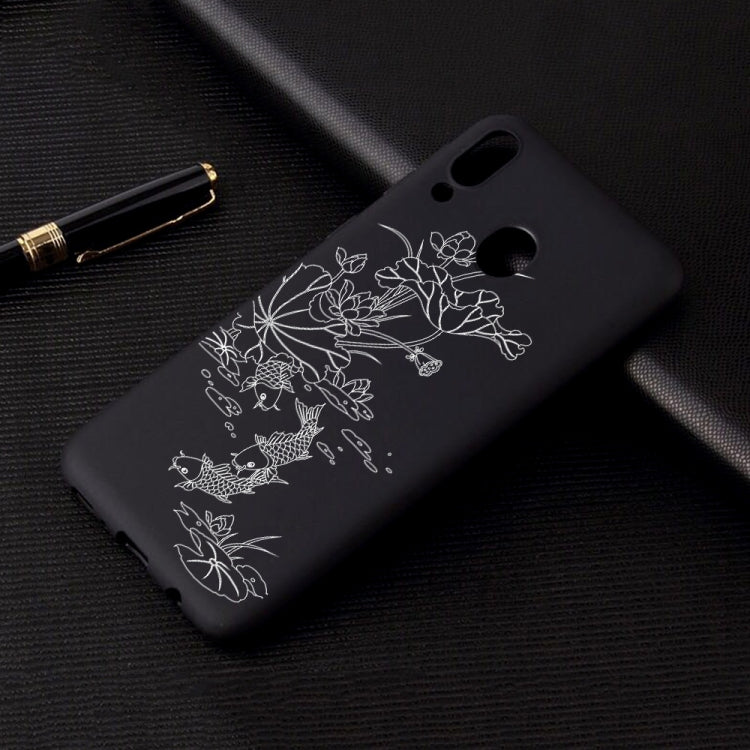 Lotus Pond Painted Pattern Soft TPU Case for Galaxy A40