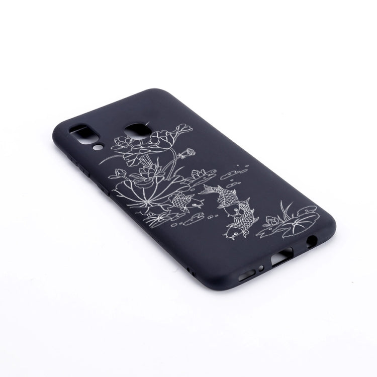 Lotus Pond Painted Pattern Soft TPU Case for Galaxy A40