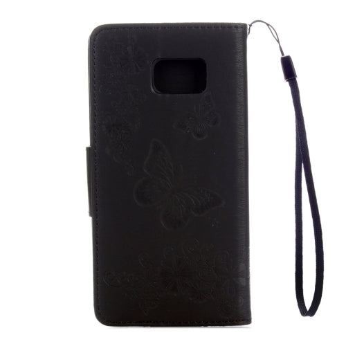For Galaxy Note 7 / N930 Pressed Flowers Butterfly Pattern Horizontal Flip Leather Case with Magnetic Buckle & Holder & Card Slots & Wallet