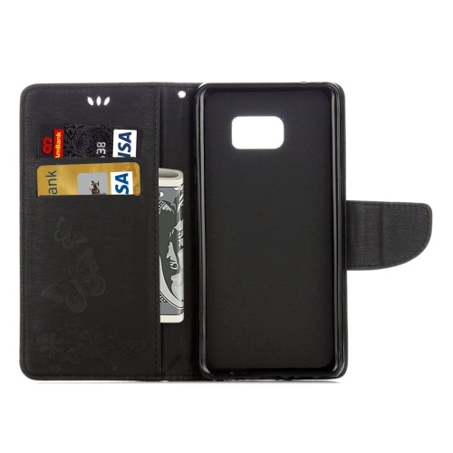 For Galaxy Note 7 / N930 Pressed Flowers Butterfly Pattern Horizontal Flip Leather Case with Magnetic Buckle & Holder & Card Slots & Wallet