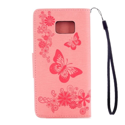 For Galaxy Note 7 / N930 Pressed Flowers Butterfly Pattern Horizontal Flip Leather Case with Magnetic Buckle & Holder & Card Slots & Wallet