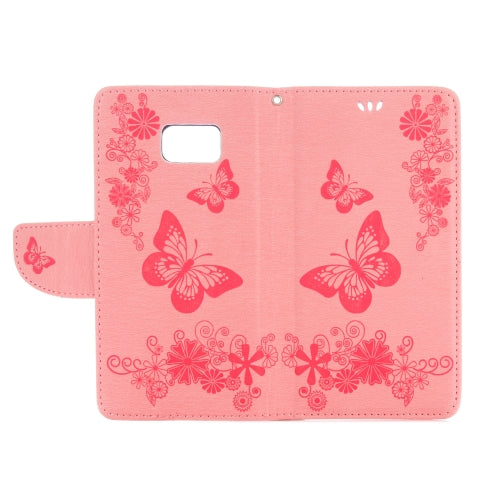 For Galaxy Note 7 / N930 Pressed Flowers Butterfly Pattern Horizontal Flip Leather Case with Magnetic Buckle & Holder & Card Slots & Wallet