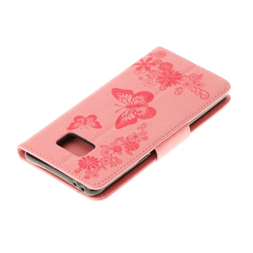 For Galaxy Note 7 / N930 Pressed Flowers Butterfly Pattern Horizontal Flip Leather Case with Magnetic Buckle & Holder & Card Slots & Wallet