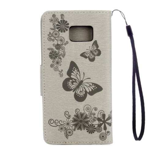 For Galaxy Note 7 / N930 Pressed Flowers Butterfly Pattern Horizontal Flip Leather Case with Magnetic Buckle & Holder & Card Slots & Wallet
